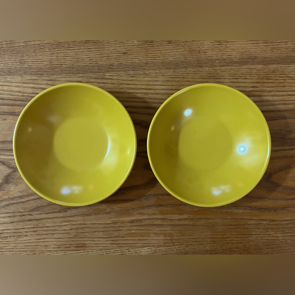 Vintage 70’s Harvest Gold Mustard Yellow Melamine Dessert Dishes Sauce Dish